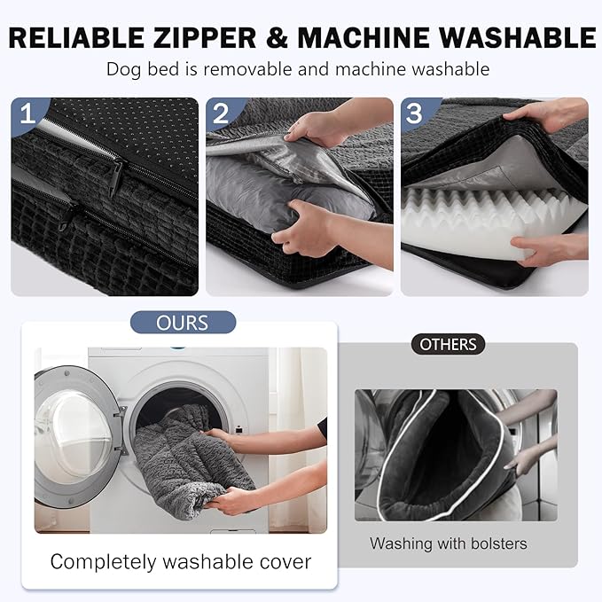 INVENHO Orthopedic Extra Large Dog Bed, XXL Waterproof Egg-Crate Memory Foam Dog Couch Bed with Washable Removable Cover, Waterproof Lining and Nonskid Bottom