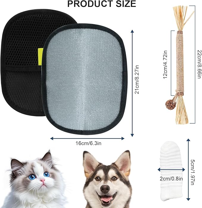 Pet Hair Removal Glove, 2-Pack, Reusable Grooming Brush for Cats & Dogs, Electrostatic Hair Remover for Furniture, Carpet, Car