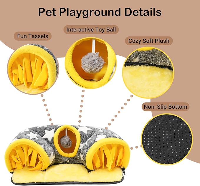 Avont Guinea Pig Hideout Tunnel, Small Animal Hideaway Play Tube Toys with Curtains, Soft Sleeping Bed House for Dwarf Rabbits Chinchillas Hamsters Hedgehogs Ferrets Bearded Dragons and Rats -Star