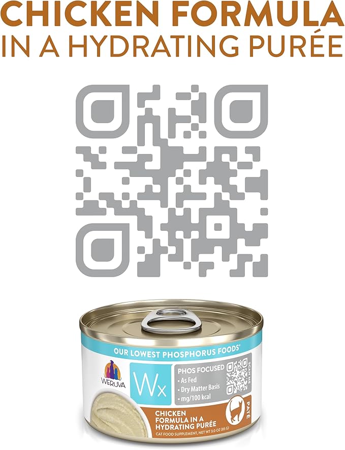Weruva Wx Phos Focused, Chicken Formula in a Hydrating purée, 3oz Can (Pack of 12)