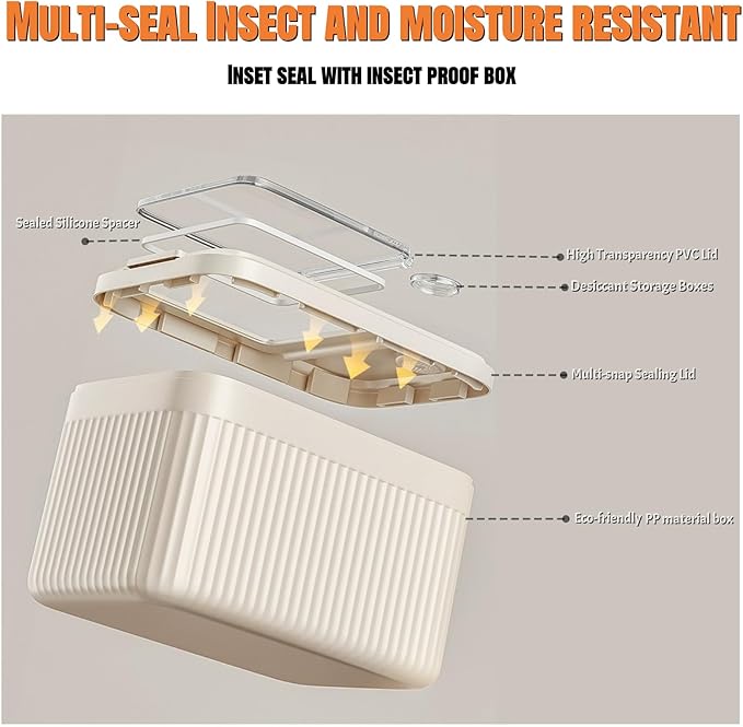 Dog Food Storage Container,2025 High-Capacity Pet Food Container Airtight with Cup,Durable Design for Dog/Cat/Bird Food Storage, Keep Dry Food Fresh (Beige, 30 Pounds)