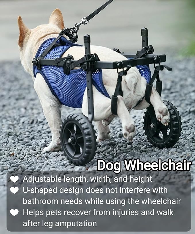 Small Dog Wheelchair for Back Legs, Upgraded 5.5in Textured Wheel, Adjustable, Disabled Pets, Leg Brace, Mobility Aid for Small Pets, Hind Limb Rehabilitation, Older, Disabled (XS（Chest 12.6-16.1in）)