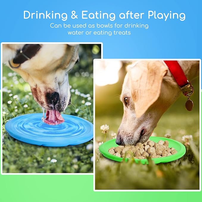 Nobleza 2 Pack Dog Flying Disc Flexible Floatable Dog Disc Toy for Long-Distance Flies and Floats， Lightweight Soft Flying Discs Toy for Small Medium Large Dogs to Fetch & Catch， Blue & Green