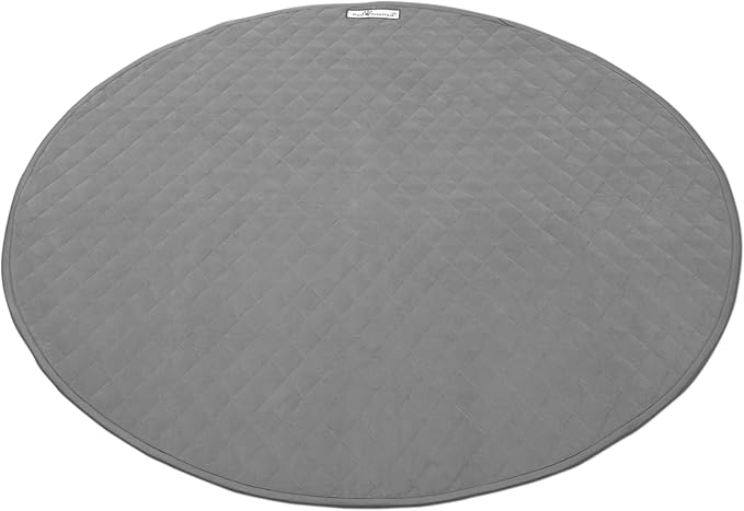 Paw Inspired 48 Inch Round Playpen Mat, Super Absorbent Fleece Cage Liner with Non-Slip Bottom, Waterproof Pet Play Pen Pad for Dogs, Rabbits, Guinea Pigs, Hamsters, Small Animals (Dark Gray)