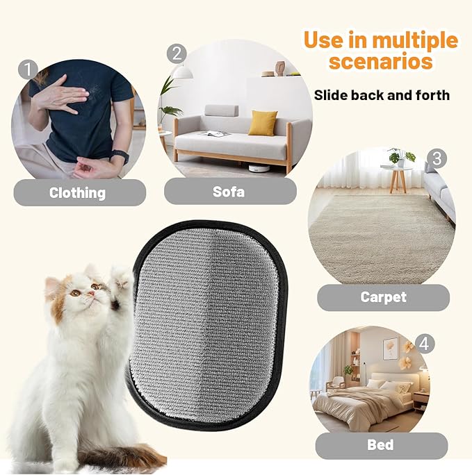 The Magic Pet Brush Hair Remover, Acssart Pet Hair Removal Glove, Electrostatic Pet Hair Removal Glove, Reusable Grooming Mitt for Cats & Dogs, Perfect for Furniture, Sofa, Carpet & Car (1PCS)