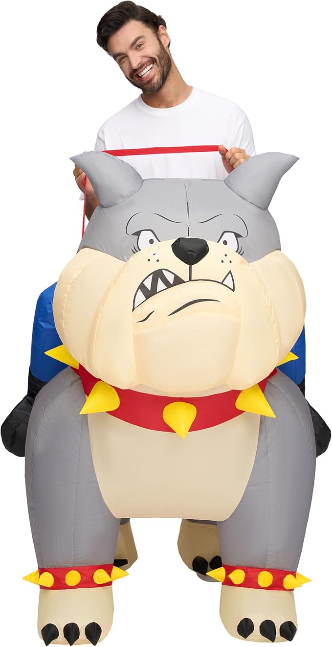 Spooktacular Creations Adults Halloween Inflatable Costumes, Riding a Bulldog, Ride on Inflatable Suit for Themed Parties