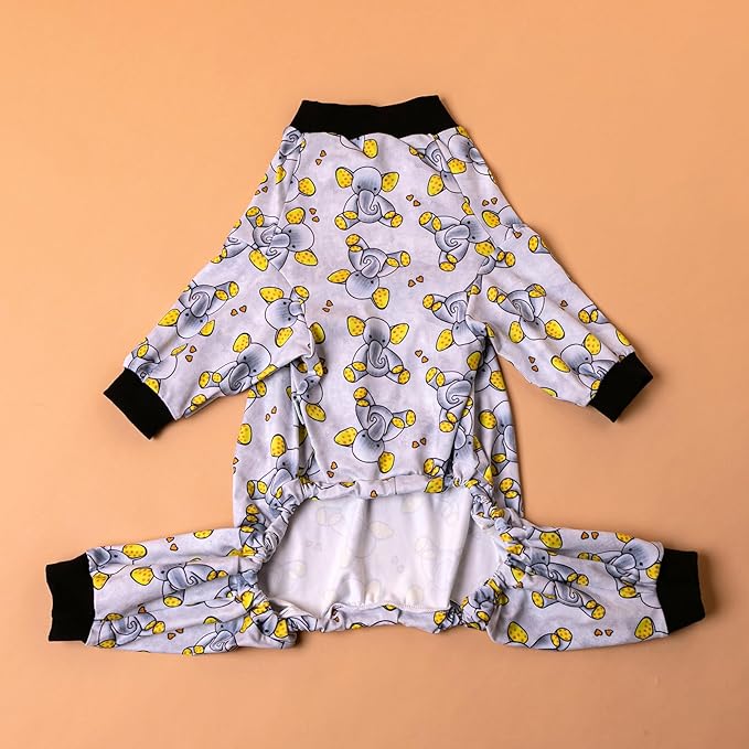 LovinPet Big Dogs Pajamas Clothes, Sleepytime Elephants Print, Pajamas for Pitbulls, Post Surgery Dog Shirt, Wound Care Large Dog Onesies, Lightweight Pullover, Full Coverage Large Breed Dog Pjs, 3XL
