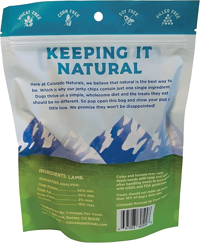 Lamb Jerky Chips Dog Treats, 6 oz – All-Natural, Made in USA, No Fillers or Preservatives – Rich in Vitamins and Minerals
