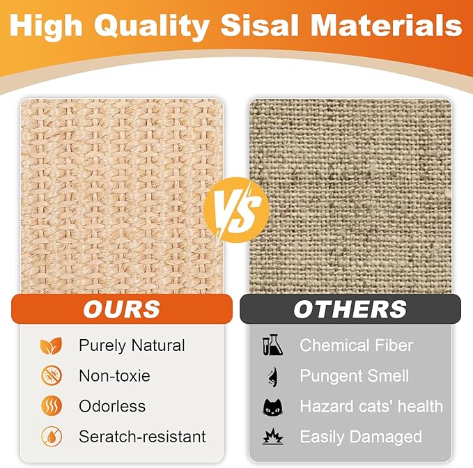 Oroonoko Cat Scratcher Bed for Indoor 3-in-1 Sisal Scratching Post & Hammock with Easy Assembly, Non-Tip Wood Base, Large Cat Bed & Scratch Pad & Scratch Balls (3-in-1 scracher Bed with Ball)