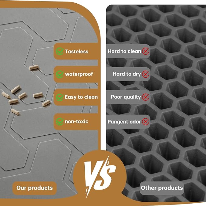 Silicone Cat Litter Mat for litter box 34" X 22"-Easy to Clean Cat Litter Trapping Mat, Waterproof, urine-proof and non-slip to keep the floor clean and tidy（Light Black）