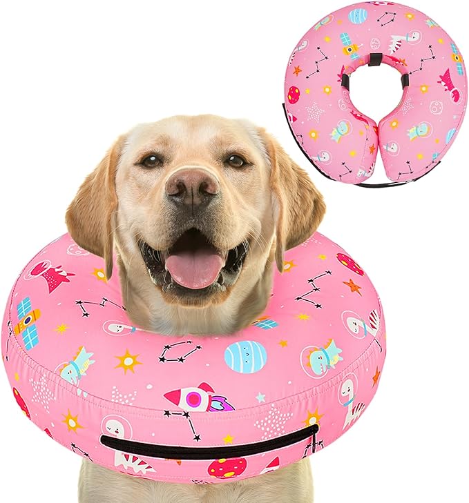Inflatable Dog Cone Collar for After Surgery, Dog Donut Collar After Surgery, Soft Pet Cone for Small Medium Large Dogs to Stop Licking