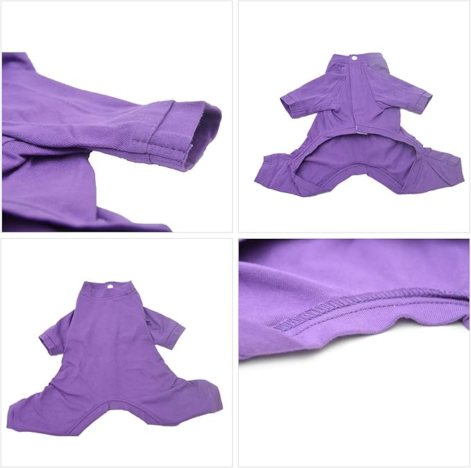 Lovelonglong Four Feet Dog Lightweight Pajamas, Pure Cotton Dog Jumpsuits 4 Legs Dog Onesies T-Shirt Stylish PJS Puppy Costume for Large Medium Small Dogs Purple XXXL