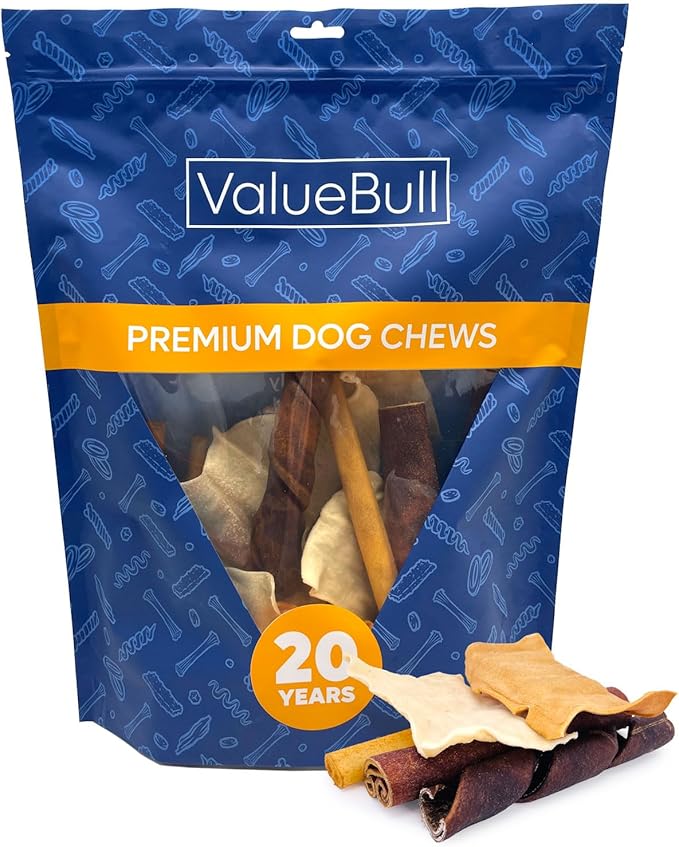 ValueBull USA Collagen Dog Chews, Fun Shapes Variety Mix, Natural Long-Lasting Dog Treats, 1 Pound - Supports Joints, Skin & Coat with Chondroitin & Glucosamine