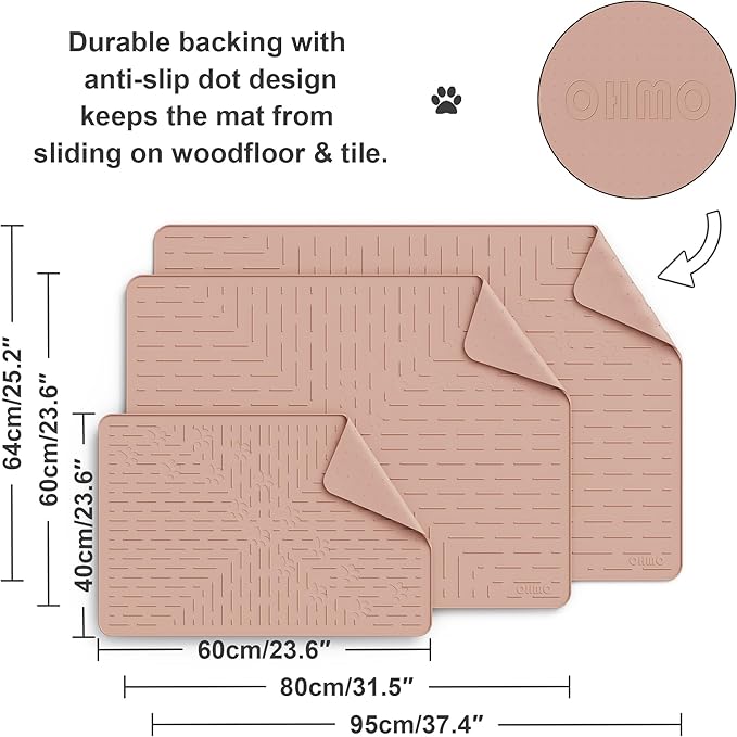 Cat Litter Mat Large Trapping Mat Premium Silicone Rubber 31.5x23.6 Coral, Waterproof and BPA Free Kitty Litter Box Mat, Easy to Clean and Keeps The Floor Tidy