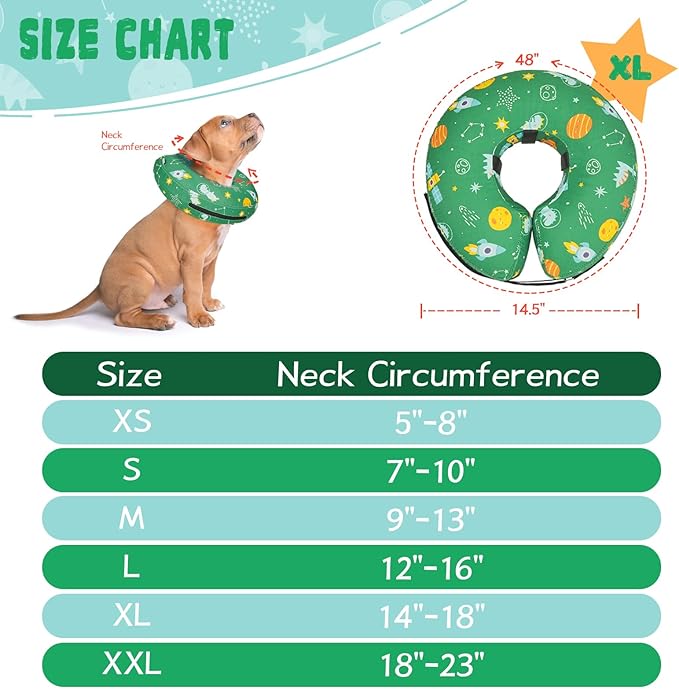 Inflatable Dog Cone Collar for After Surgery, Dog Donut Collar After Surgery, Soft Pet Cone for Small Medium Large Dogs to Stop Licking