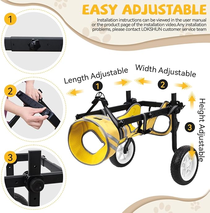 Dog Wheelchair for Back Legs, Newly Wheelchair for Small to Medium Dogs, Adjustable Dog Carts with Wheels for Disabled Hind Leg, All-Terrain Tires Wheels for Dogs Back Legs - L
