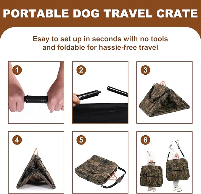 KOOPRO 36.5 Inch Collapsible Dog Crate, Portable Soft-Sided Dog Travel Carrier Camouflage Style Pet Kennel 4-Door with Durable Mesh Windows, Washable Mat, Indoor & Outdoor for Small Medium Large Dogs
