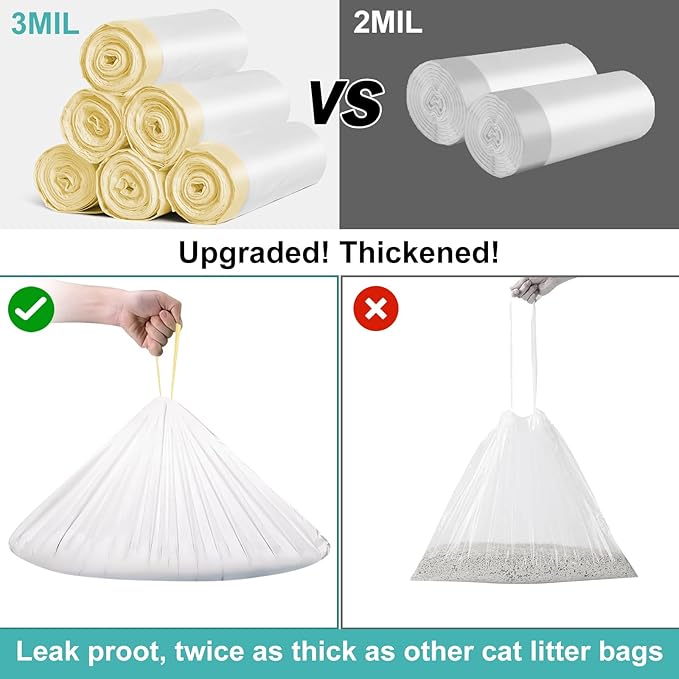 ELEGX 120 Count Litter Box Liners, 3MIL Extra Thick Heavy Duty, Automatic Self Cleaning Litter Robot Cat Waste Bag, 22" x 13" Compatible with Cleanpethome/Pura X/MAX/Petkitt/Pet ree