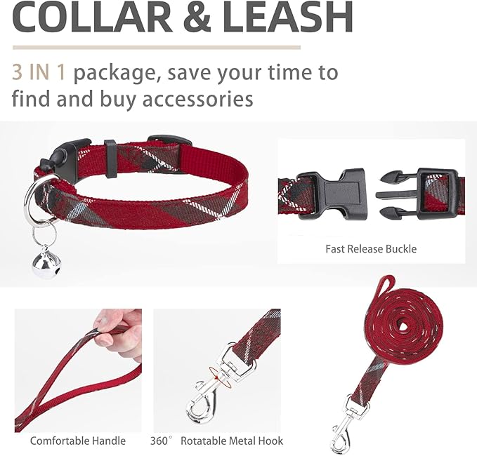 PUPTECK Adjustable Dog Harness Collar and Leash Set Step in No Pull Pet Harness for Small Medium Dogs Puppy and Cats Outdoor Walking Running, Soft Mesh Padded Reflective Vest Harnesses, Red XS
