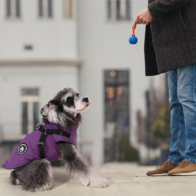 Norbi Dog Winter Jacket with Built-in Harness - Adjustable Warm Coats for Small, Medium & Large Dogs - Cold Weather Protection