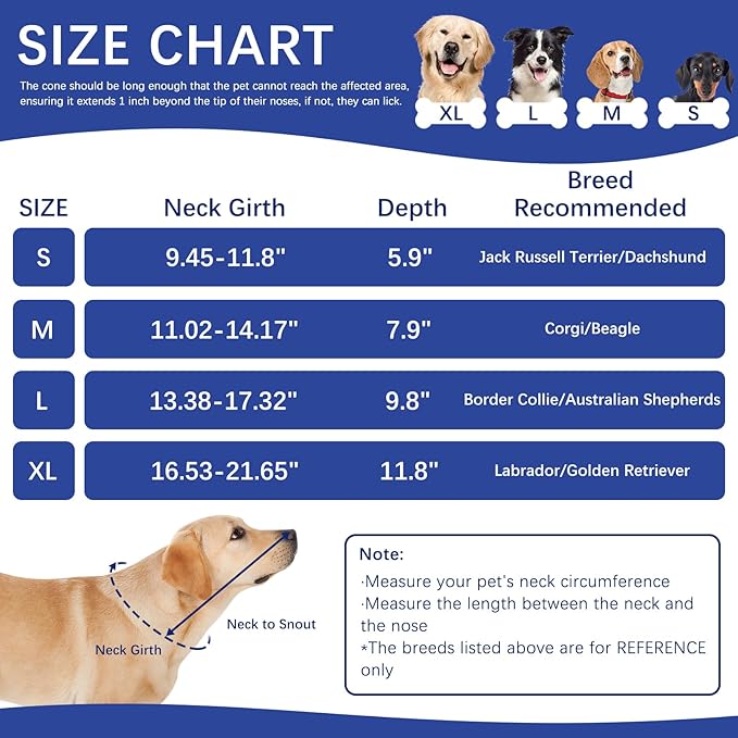 ASENKU Dog Cone Collar, Soft Adjustable Cone for Dogs to Stop Licking, Lightweight Recovery Dog Cone After Surgery, Pet E-Collar for Small, Medium & Large Dogs,(Blue L)