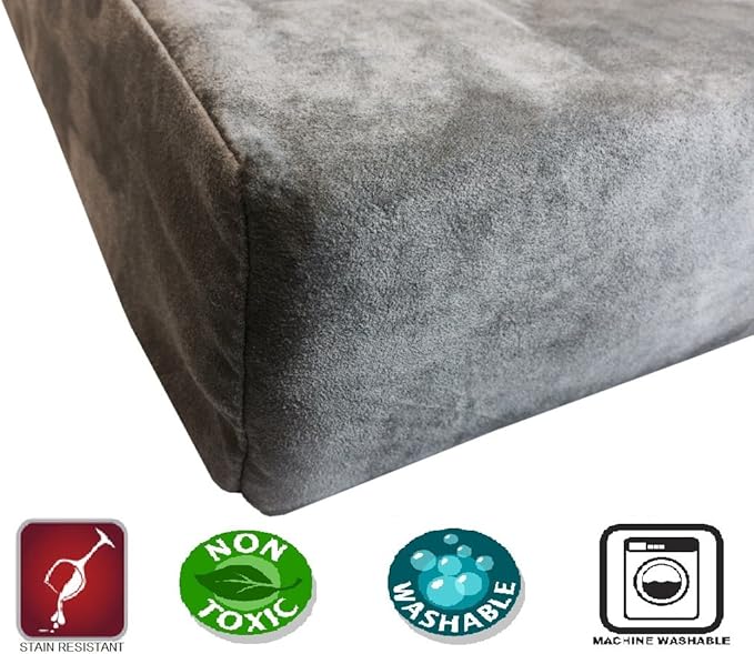 Dogbed4less Orthopedic Gel Cooling Memory Foam Dog Bed with Waterproof Liner and External Durable Suede Cover for Small to Medium Pet 35X20X4 Inches