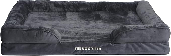 The Dog’s Bed, Orthopedic Standard Foam Waterproof Dog Bed with Standard Support, XXL Grey Plush, Waterproof, Supportive Dog Bed with Replaceable Covers