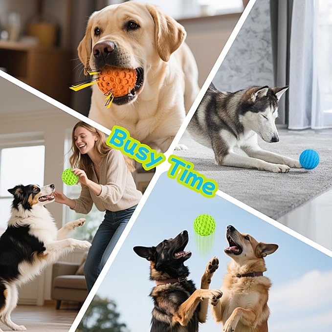 havit Indestructible Squeaky Dog Balls for Aggressive Chewers, Interactive Dog Toys to Keep Them Busy, Rubber Dog Chew Toy for Large Medium Breeds, Outdoor Waterproof (3 Colors)
