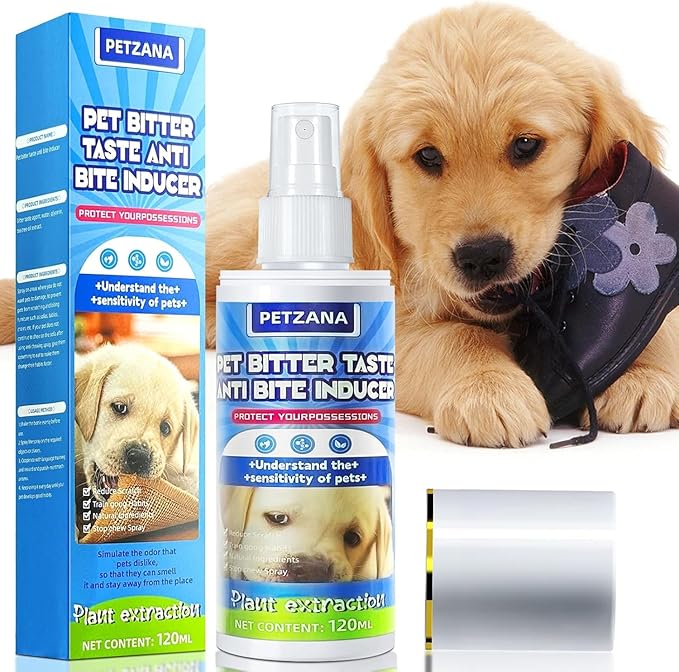 Bitter Apple Spray for Dogs: 100ML Natural Alcohol-Free Bitter Spray for Dogs to Stop Chewing Licking, Deterrent Spray for Puppy Training Protect Furniture, Shoes, Cords Indoor/Outdoor Use