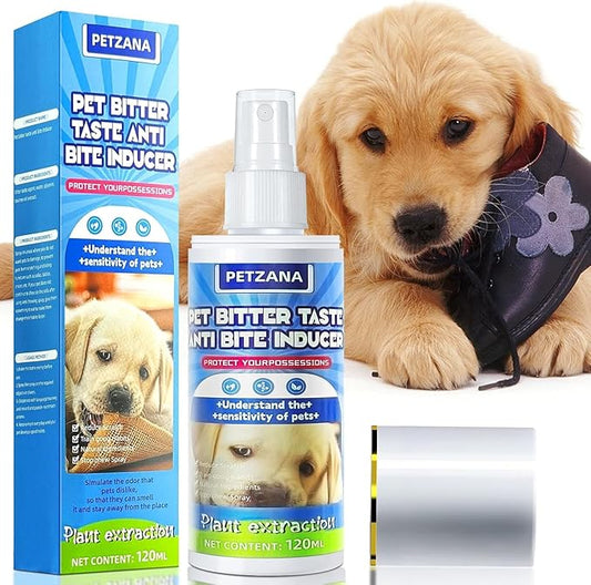Bitter Apple Spray for Dogs: 100ML Natural Alcohol-Free Bitter Spray for Dogs to Stop Chewing Licking, Deterrent Spray for Puppy Training Protect Furniture, Shoes, Cords Indoor/Outdoor Use