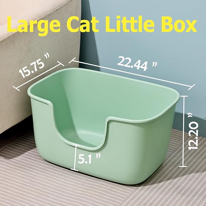 SpaceTime Extra Large Litter Box with High Sides,XL Low Entry Multi Cat Litter Pan for Kittens,Jumbo Litter Boxes for Big Cats,Anti-Splashing Cat Boxes for Indoor Cats,Easy to Clean (Light Green)