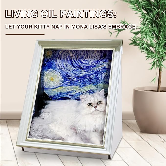 Texsens 3-in-1 Cat Scratcher Art Frame - Interactive Cat Bed & Scratching Pad with Painting Background - Eco-Friendly Decor & Furniture for Cats & Kittens(The Star Night)