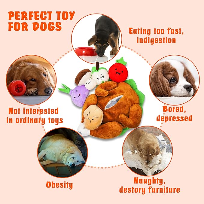 Hide and Seek Dog Toys, Turkey Squeaky Interactive Puzzle Dog Toys for Boredom and Stimulation, Dog Enrichment Toys for Small and Medium Dogs
