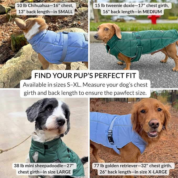 DJANGO Insulated Puffer Dog Jacket with Harness Hole – Warm, Water-Repellent Winter Dog Coat Large Dogs – Adjustable, Reflective Cold Weather Dog Apparel for Fall, Snow, Rain – Hibiscus Pink, X-Large