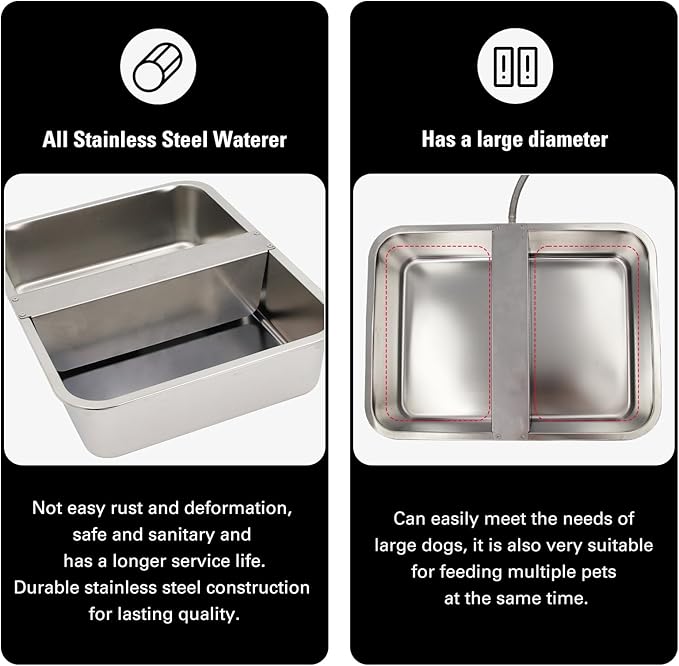 4Gal Automatic Water Bowl Dispenser for Dogs,Pig Waterer,Outdoor Automatic Dog Water Bowl,Stianless Steel Auto Fill Livestock Water Trough with Float Valve for Chicken,Horse,Calf,Dog,Goat