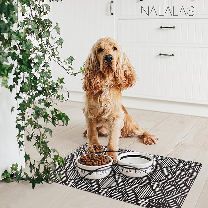 NALALAS Dog Mat for Food and Water, Cat Feeding Mat | Waterproof Dog Bowl Mat | Non-Slip Pet Food Mat for Floors | Pet Mats for Food and Water | Easy to Clean
