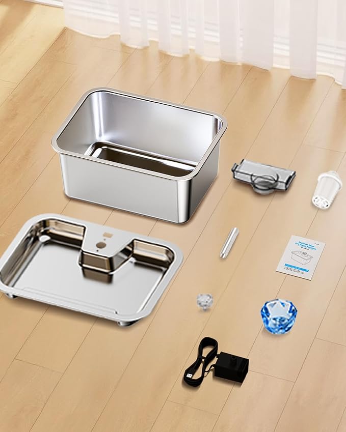 Dog Water Fountain for Large Dogs, tainless Steel 3Gallon Extra Big Pet Fountains, Drinking Bowls for Multi Pets,Dog Water Bowl Filter Automatic Dog Bowl Dispenser, Easy to Clean, Quiet Pump