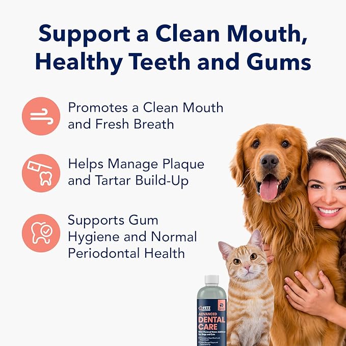 Vets Preferred Oral Care Water Additive for Dogs - Healthy Mouth Dog Breath Freshener Mouthwash - Fights Bad Breath, Removes Plaque and Tartar - Prevents Gum Disease - Mild Mint Flavor