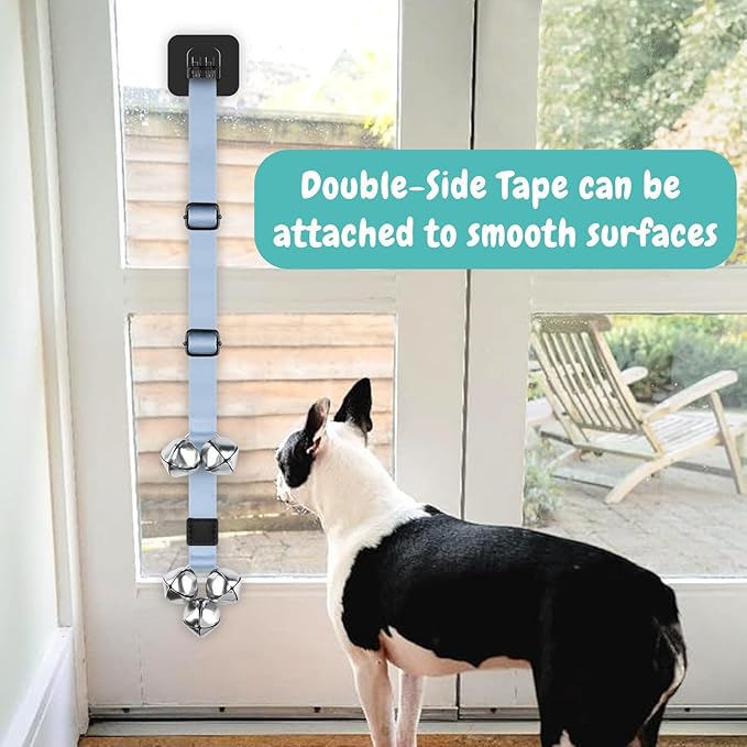 Dog Bells to Go Outside Dog Door Bell Premium Quality Buckle Adjustable Dog Bell Dog Attached to doorknob or Anywhere Near The Door, Length and Height Adjustable