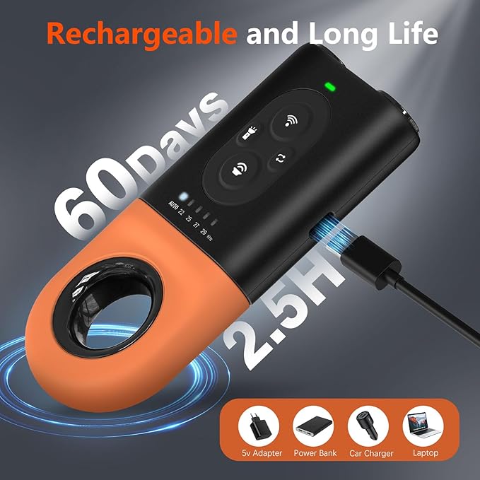 Dog Bark Deterrent Devices, Anti Barking Device for Dogs with Dual Emitters, 35 ft Range, LED Flashlight, Rechargeable Handheld Trainer, Safe & Effective, Stop Neighbors Dog