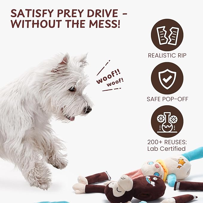 Nocciola Tearable Pull Rip Apart Dog Toys with Squeaker & Crinkle - Interactive Stuffed Plush Toy to Keep Dogs Busy, Pet Puzzle Enrichment Chew Toys for Small Medium Large Breeds