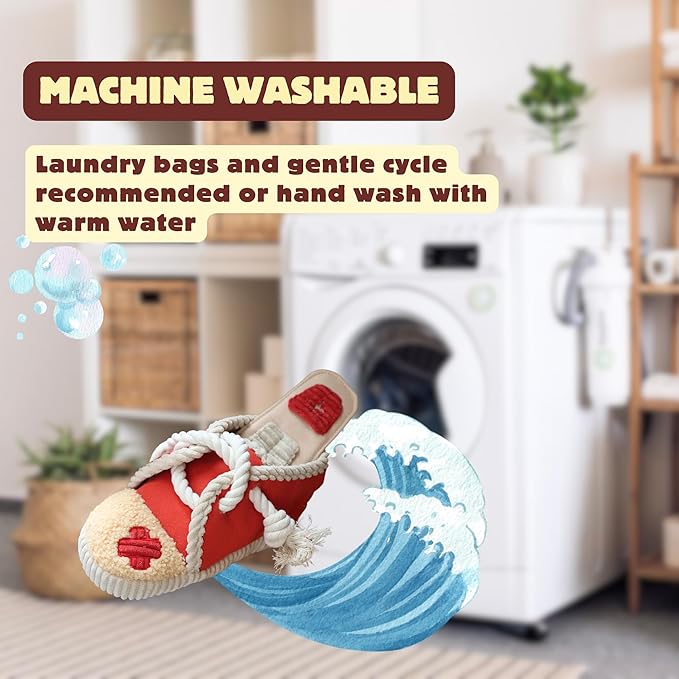 2 Pack No Stuffing Squeaky Dog Toys for Small, Medium and Large Dogs - Interactive Tug of War Puppy Chew Snuffle Toy, Dog Birthday for Dog Presents - Shoe