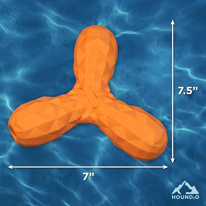 Playology Hound2O Dog Toys | Squeaky Boomerang Floating Toy for Dogs | Orange Outdoor Toy - Easy to Clean and Made from Non Toxic Materials