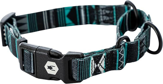 Wolfgang Heavy Duty Martingale Dog Collar with Quick Release Nylon Buckle for Walking & Training, WesternSky Print, Large