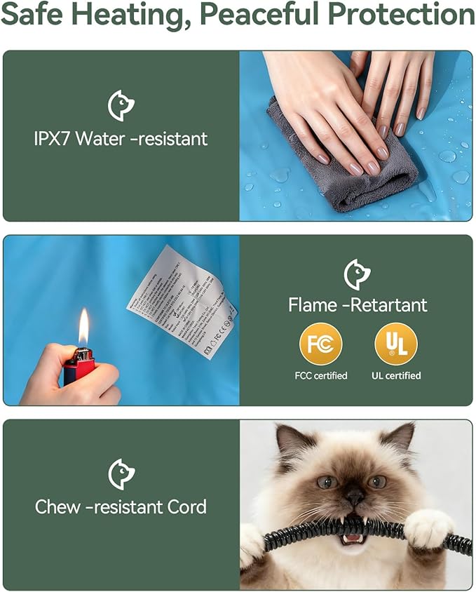 Heated Outdoor Cat House Weatherproof, 23"x18" Insulated Feral Cat Shelter with Pet Heating Pad, Escape Door & Observation Window for Kitten Puppy, UL Certified