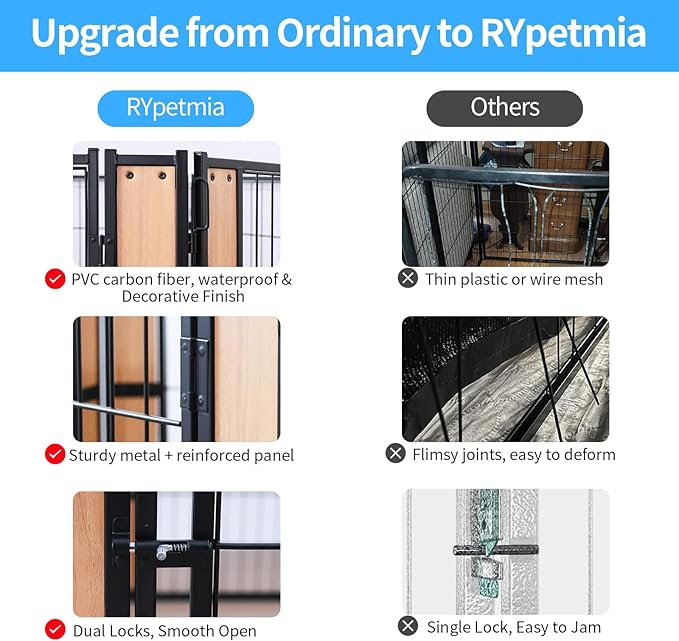 Heavy Duty Dog Playpen 32 Inch Height - Indoor Outdoor Pet Fence Enclosure for Medium and Small Dogs - Foldable Puppy Exercise Pen for Indoor and RV Camping or Yard (2 Panels, 32" H (Oak))