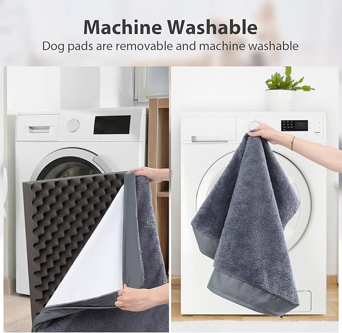 MIHIKK Waterproof Dog Beds for Small Dogs Orthopedic Dog Beds for Crate with Removable Washable Cover Egg-Crate Foam Pet Pad Mat with Anti-Slip Bottom, 23x17 Inch, Grey