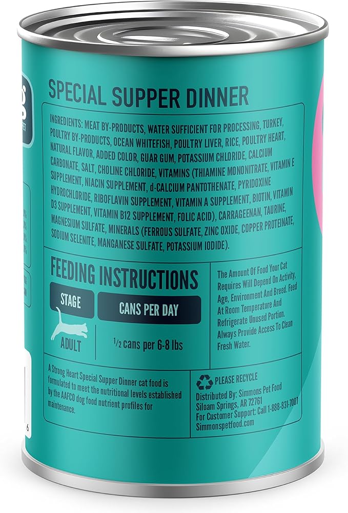 A Strong Heart Canned Wet Cat Food, Special Supper Dinner - 13.2 oz Cans (Pack of 12), Made in The USA with Real Turkey & Fish