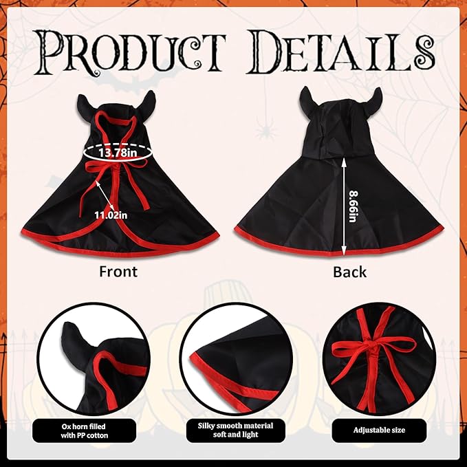 Halloween Pet Costumes Halloween Vampire Costume Cape Accessories Black Cat Wizard Cloak Puppy Witch Collar Cape Halloween Cosplay Clothes Apparel for Cats Small Dogs