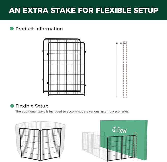 FXW Homeplus Unleashed Indoor Dog Playpen - Stress-Free and Safe Play, Heavy Duty 40 Inch 2 Panels Dog Pen for Medium and Large Dogs, Black│Patented